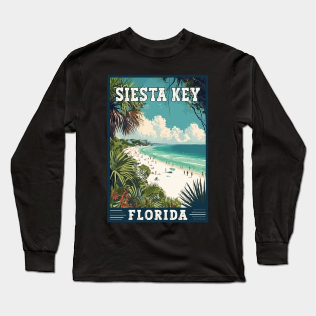 Siesta Key Florida Tropical Paradise Travel Art Long Sleeve T-Shirt by turtlestart